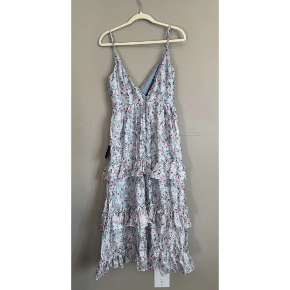 NEW Lulus Perfectly Charismatic Blue Floral Tiered‎ Ruffled Maxi Dress Lulus SM - Picture 5 of 5